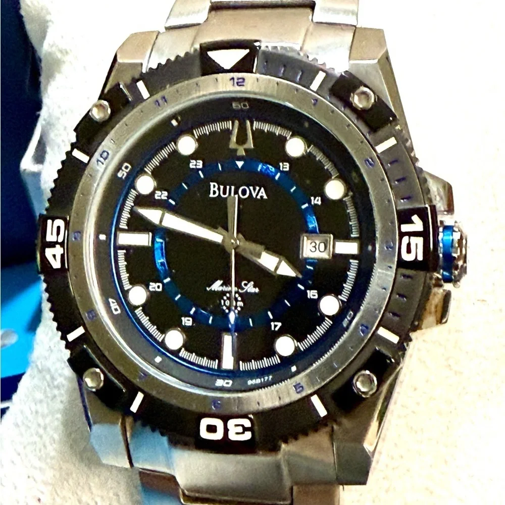 Bulova Marine Star Date Designer Classic Sports Mens Watch - Picture 3 of 8